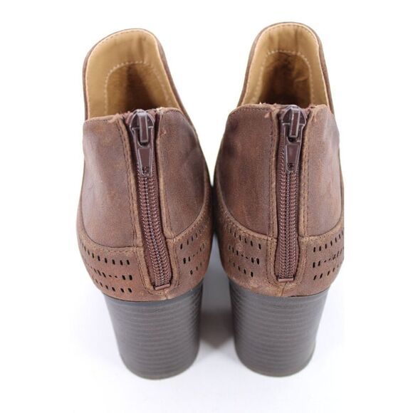 Natural Soul Tapas Womens 7.5 Brown Block Heel Bootie Back Zipper - Picture 8 of 11